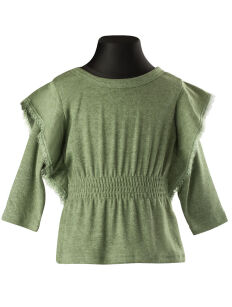 Dziewczęca bluzeczka tunika z falbanami i koronką - zielony