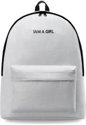 Lekki młodzieżowy plecak miejski szkolny wycieczkowy z kieszonką i aplikacją i am a girl - biały