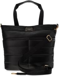 Pikowana torba damska MONNARI miękka sportowa torebka duża pojemna shopperka na ramię - czarna