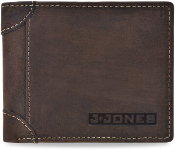 Zgrabny skórzany portfel męski JENNIFER JONES poziomy w surowym stylu RFID secure - brązowy