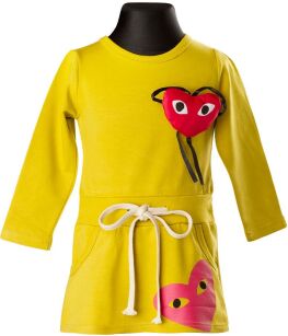 Wygodna dresowa tunika dla dziewczynki - żółty