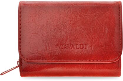 Zgrabna mała portmonetka CAVALDI elegancki portfel damski na zamek i zatrzask - czerwony