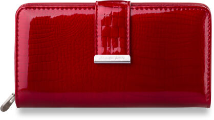 Duży damski portfel JENNIFER JONES lakierowany - czerwony