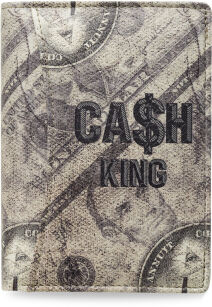 Pionowy niepowtarzalny portfel męski oryginalny wzór - cash, beżowy