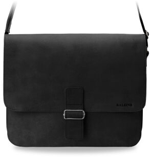 Skórzana torba męska listonoszka aktówka przegroda na notebooka/tablet - czarny