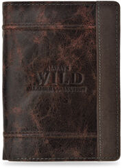 Skórzany portfel męski ALWAYS WILD pojemny pionowy rozkładany - brązowy