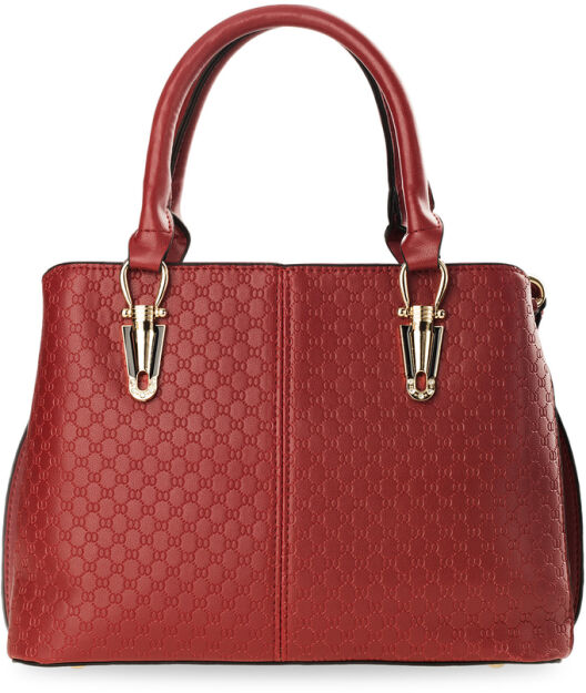 Klasyczny handbag torebka damska kuferek tłoczenia - czerwony