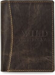 Solidny skórzany portfel męski ALWAYS WILD mały zgrabny portfel w stylu vintage - brązowy
