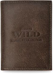 Solidny pionowy portfel męski ALWAYS WILD duży skórzany rozbudowany rozkładany RFID - brązowy
