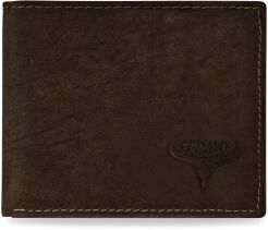 Skórzany mały portfel męski w surowym stylu BUFFALO WILD ochrona RFID - brązowy