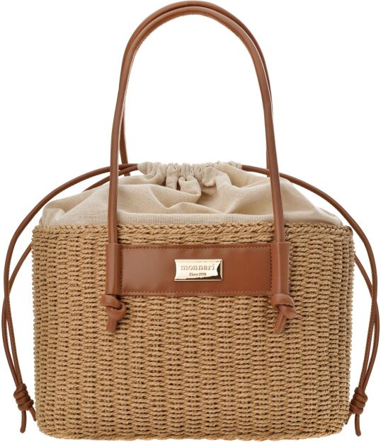 Monnari pleciony koszyk ze ściągaczem klasyczna torebka damska zaplatana boho shopper - beżowa