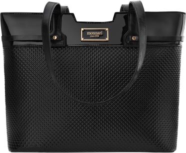 Monnari torba ze zdobieniem torebka shopper duża sztywna aktówka - czarna