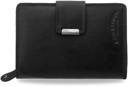 Klasyczny portfel damski z zapinką BAG STREET skóra naturalna - czarny