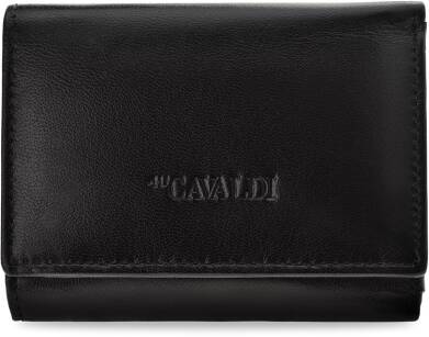 KLASYCZNA DAMSKA PORTMONETKA CAVALDI MAŁY SKÓRZANY PORTFEL RFID SECURE - CZARNY