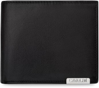 4U Cavaldi mały klasyczny skórzany portfel męski rozkładany zgrabny poziomy miękka skóra RFID - czarny