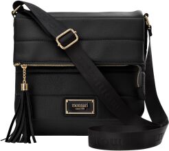 Monnari pikowana torebka z klapą listonoszka miejska torba z brelokiem - czarny