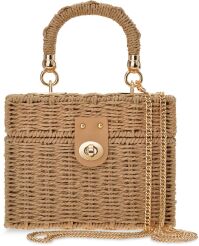 Torebka damska koszyk pleciona boho wiklinowa listonoszka kuferek - beżowa