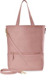 Pojemna torba damska duża torebka klasyczna shopperka na ramię z dodatkowym paskiem - różowa