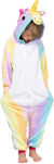 Jednoczęściowa piżama kigurumi kombinezon dziecięcy kostium przebranie onesie - tęczowy jednorożec neon - 2