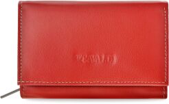 Klasyczna damska portmonetka CAVALDI mały skórzany portfel harmonijka RFID secure- czerwony