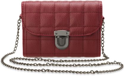 Mała pikowana torebka damska listonoszka kuferek łańcuszek - czerwony