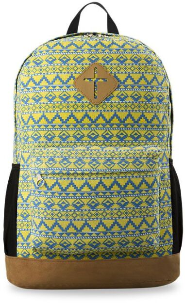 Duży plecak do szkoły retro vintage azteckie wzory kolory - unisex