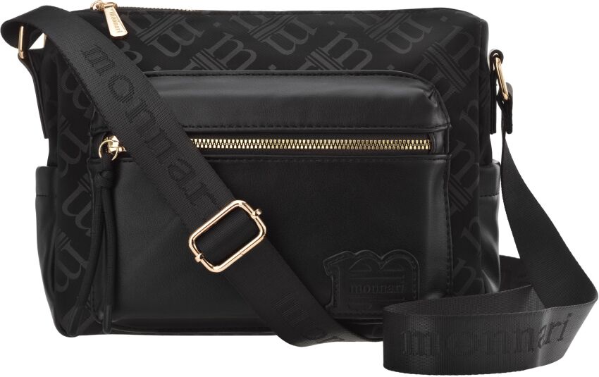 Monnari torba damska crossbody mała torebka na co dzień z kieszeniami i regulowanym paskiem - czarna