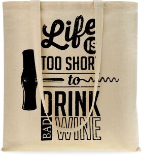 Ekotorba shopper bawełniana na zakupy miejska z nadrukiem - wine - beżowa