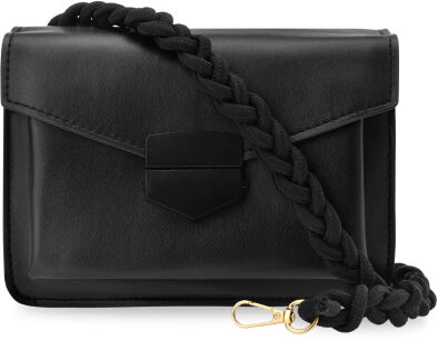 Klasyczna listonoszka torebka damska na plecionym sznurku minimalistyczna - czarna