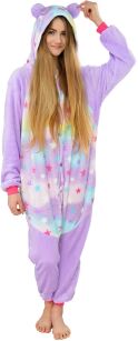 PIŻAMA KIGURUMI JEDNOCZĘŚCIOWE PRZEBRANIE KOSTIUM Z KAPTUREM – PASTELOWA PANDA W GWIAZDKI