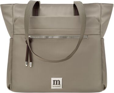 Monnari duża torba damska torebka shopper Monnari lekka na ramię z kieszeniami i zamkiem - khaki