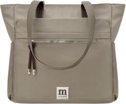 Monnari duża torba damska torebka shopper lekka na ramię z kieszeniami i zamkiem - khaki