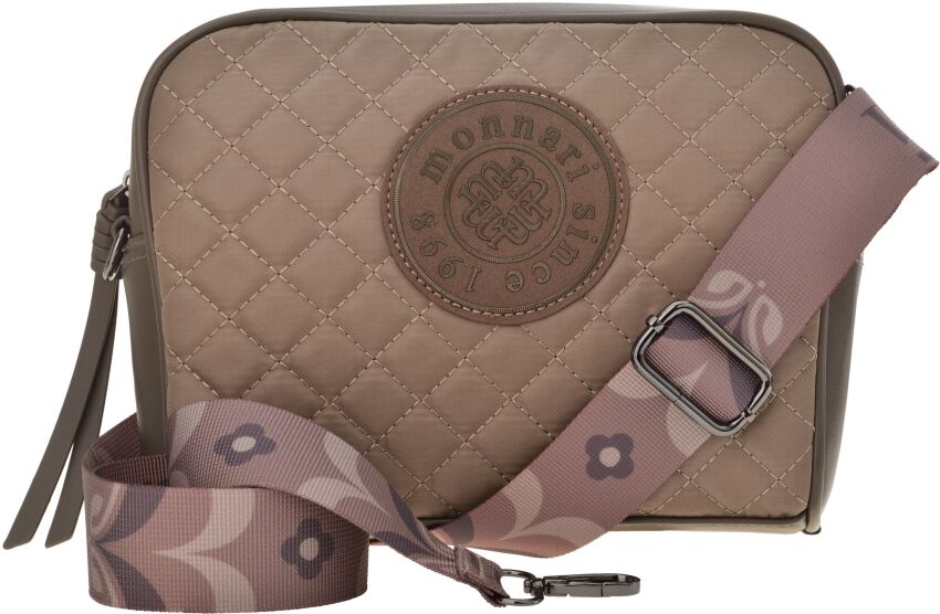 Monnari torebka damska pikowana crossbody na ramię z regulowanym paskiem - taupe