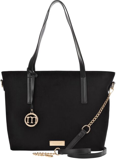Torebka damska Monnari shopper elegancka torba na ramię zamszowa aktówka nubuk - czarna