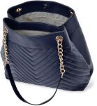 Pikowana torebka damska torba worek shopper z łańcuchem - granatowa - 3