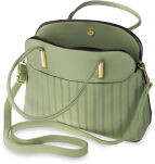 Elegancka torebka damska klasyczny kuferek torba shopper trzy komory - zielona - 3