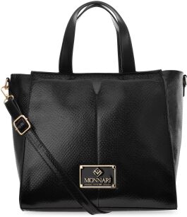 MONNARI klasyczna shopperka duża torebka damska pojemna torba z tłoczonym wzorem - czarna