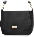 Monnari torba damska z klapą torebka duża listonoszka z długim paskiem crossbody - czarna - 5