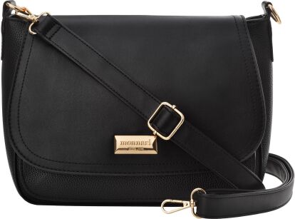 Monnari torba damska z klapą torebka duża listonoszka z długim paskiem crossbody - czarna