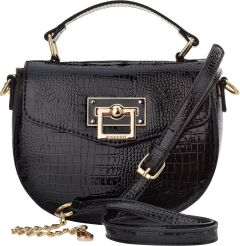 Elegancka torebka Monnari na ramię lakierowana listonoszka kuferek - czarna