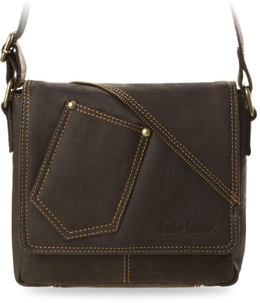 Torba na ramię unisex skóra naturalna vintage - czarny