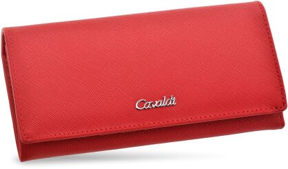 Klasyczny pojemny portfel damski Cavaldi duża elegancka portmonetka na bigiel - czerwony