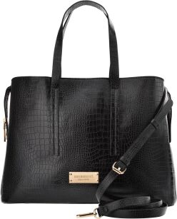 Monnari torba damska z kolekcji Premium duży kuferek shopper sztywna torebka - czarna