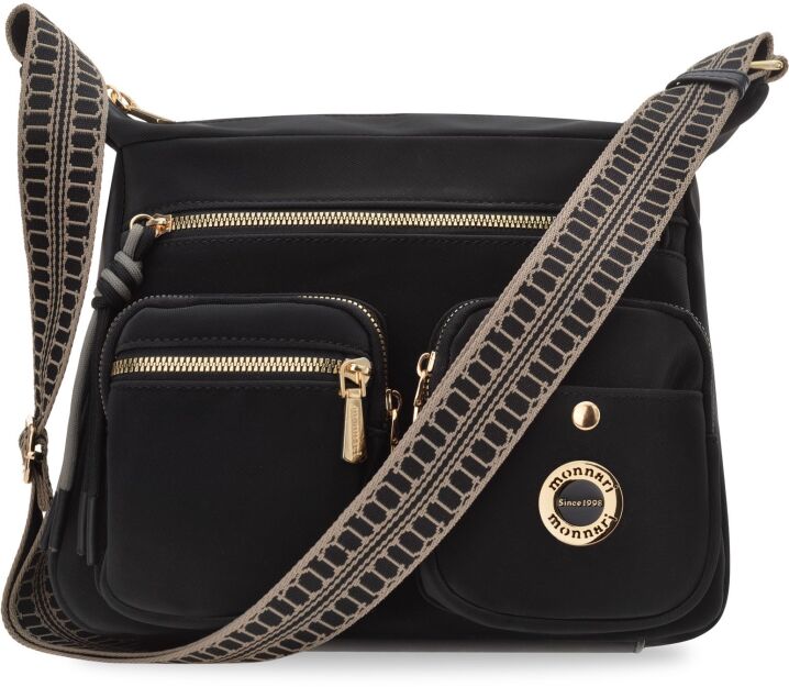 Monnari duża listonoszka pojemna torba torebka crossbody z kieszonkami - czarna