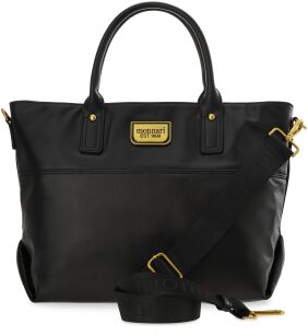 KLASYCZNA POJEMNA TOREBKA DAMSKA MONNARI TORBA SHOPPER BAG ŁÓDKA NA RAMIĘ - CZARNA