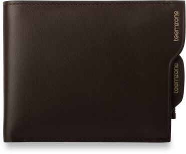 POZIOMY MĘSKI PORTFEL FUNKCJONALNY, MODNY DESIGN - BRĄZOWY