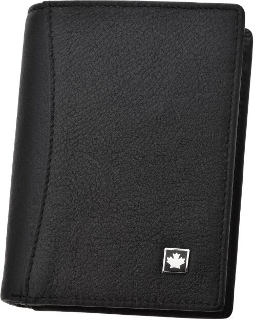 Skórzany portfel męski pionowy elegancki portfel z naturalnej skóry pojemny klasyczny RFID - czarny