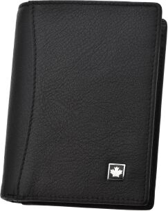 Skórzany portfel męski pionowy elegancki portfel z naturalnej skóry pojemny klasyczny RFID - czarny