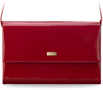 Duża lakierowana kopertówka stylowa i elegancka dodatkowy pasek - czerwony