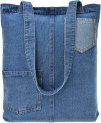 Jeansowa torba shopperka torba na zakupy dżinsowa do szkoły pracy - niebieska